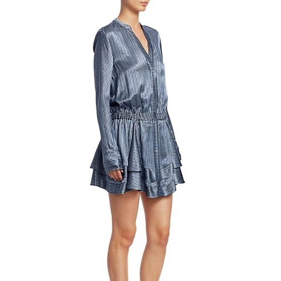 NWT Ramy Brook Alanis Metallic Stripe A-Line Shirtdress - Picture 3 of 16
